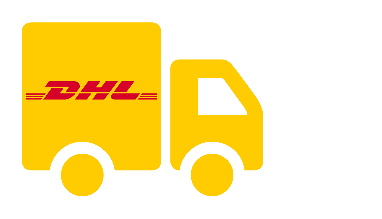 gelbes LKW-Icon mit DHL-Logo darauf